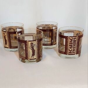 Vintage 1970s Roaring Twenties Rocks Glasses Movie Themed Barware - Set Of 4